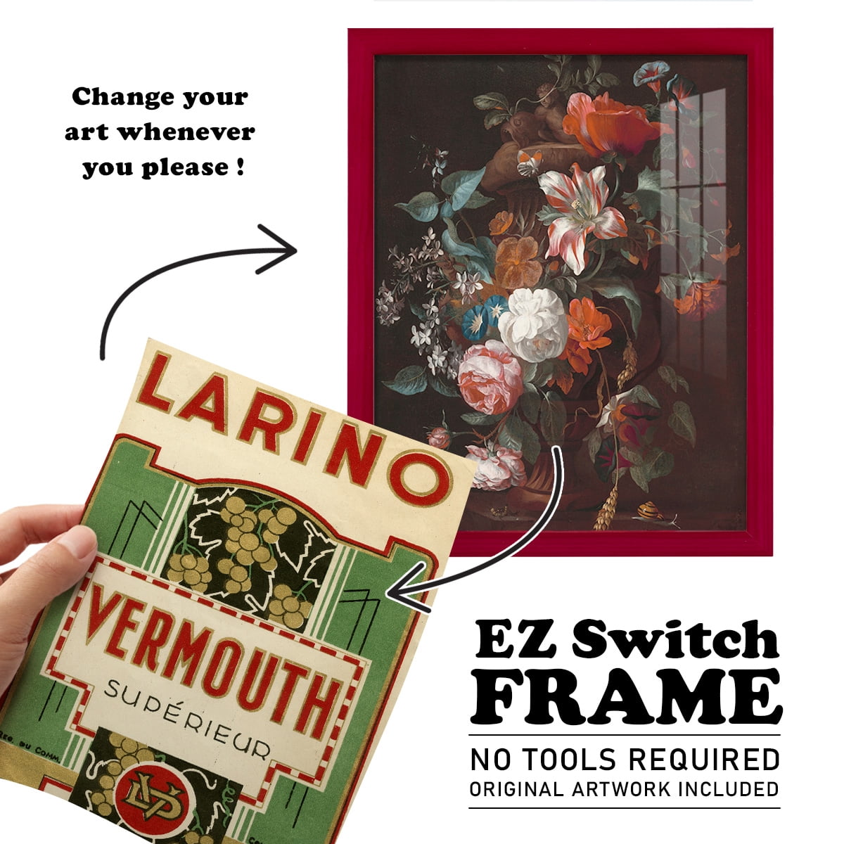 Larino Vermouth -Framed Print w/glass-Cherry Red