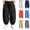Black, variant on Fancifize Cotton Linen Cargo Pants for Boys Summer Loose Elastic Waist Harem Pants Kids Casual Trousers 7-16 Years