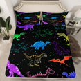 thumbnail image 2 of Manfei Colorful Dino Bed Sheets,Multicolor Circle Dots King Sheets,Multicolor Glitter Print Sheet Set For Boys,Breathable Home Decor,4 Pieces, 2 of 7