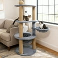 thumbnail image 2 of Gymax 48'' Tall Cat Towel w/Cat Nest Scratching Posts Ball Top Perch Hanging Ball, 2 of 10