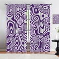 thumbnail image 3 of Retro Boho Minimal Blackout Soundproof Curtains, Cute Purple Wavy Swirl Rod Pocket Pinch Pleated Curtains, Breathable Lightweight Foldable Window Treatments for Living Room Bedroom-W52xL84in, 3 of 6