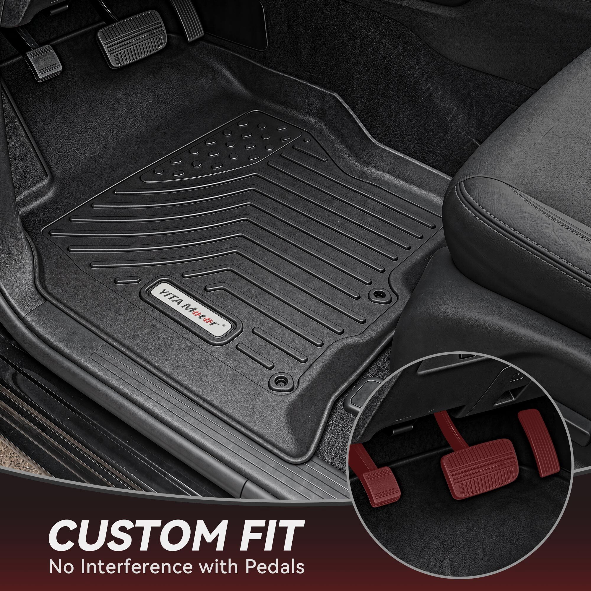 LEDKINGDOMUS All Weather Floor Mats for 2022-2026 Nissan Frontier Crew Cab - Custom Fit TPE Car Liners, 1st & 2nd Row, Black, Not for King Cab