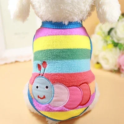 Cartoon Fleece Pet Cat Clothes Winter Warm Pet Dog Vest Puppy Cat Sweater Dog Clothes For Small Dogs Cats Coat Jacket Pet Outfit