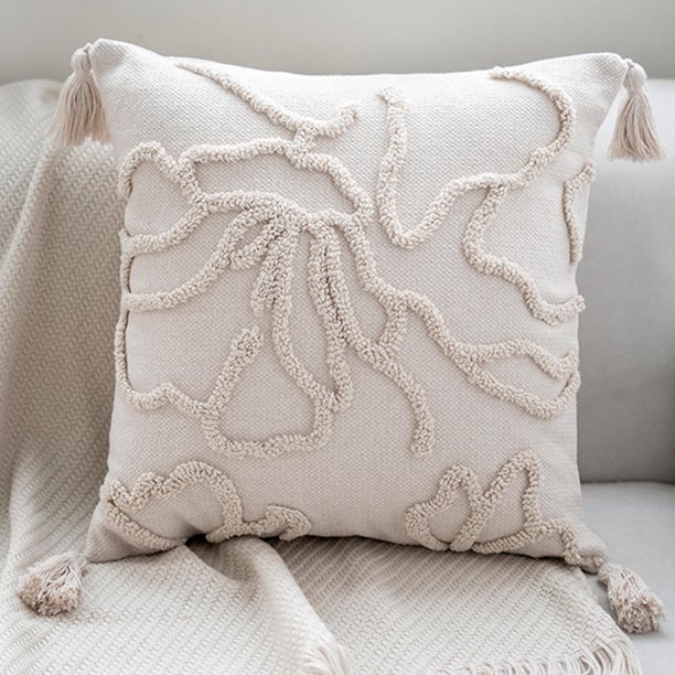 Nvzi 2 fundas de almohada bohemias de algodón con capitoné. Lo simple no es simple, funda de almohada de algodón de alta calidad, para dormir más tranquilo. 17,72 x 17,72 pulgadas (estilo C).