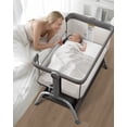 thumbnail image 7 of Babyomi 3 In 1 Baby Bassinet, Portable Playard With Storage Basket and Wheels, Adjustable Height Bassinet Bedside Sleeper, Easy Folding Portable Crib for Newborn, Grey, 7 of 7
