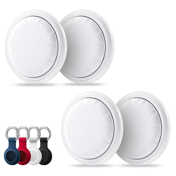 UOWNMI Key Finder, Item Locator, Works with Apple Find My (iOS Only), 4PCS Luggage Trackers with 4PCS Silicone Tracker Holders ,  Air Tracker for Suitcases, Wallets, Backpack