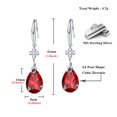 thumbnail image 4 of 925 Sterling Silver Lucky Four Leaf Clover 5A Pear Shape Cubic Zirconia Women Dangle Earrings, 4 of 5