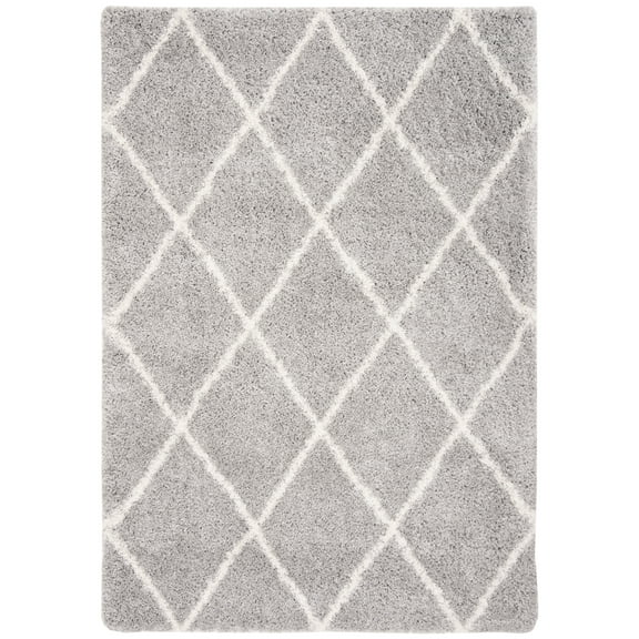 SAFAVIEH Fontana Catrina Geometric Shag Area Rug, Grey/Cream, 6'7" x 9'