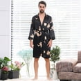 thumbnail image 2 of WTXUE Pajama Set Men | Bath Robe Nightgowns for Men Season Unisex Sleeve Long All Silk Thin Cardigan Imitation | 1 Piece Black 4XL, 2 of 5