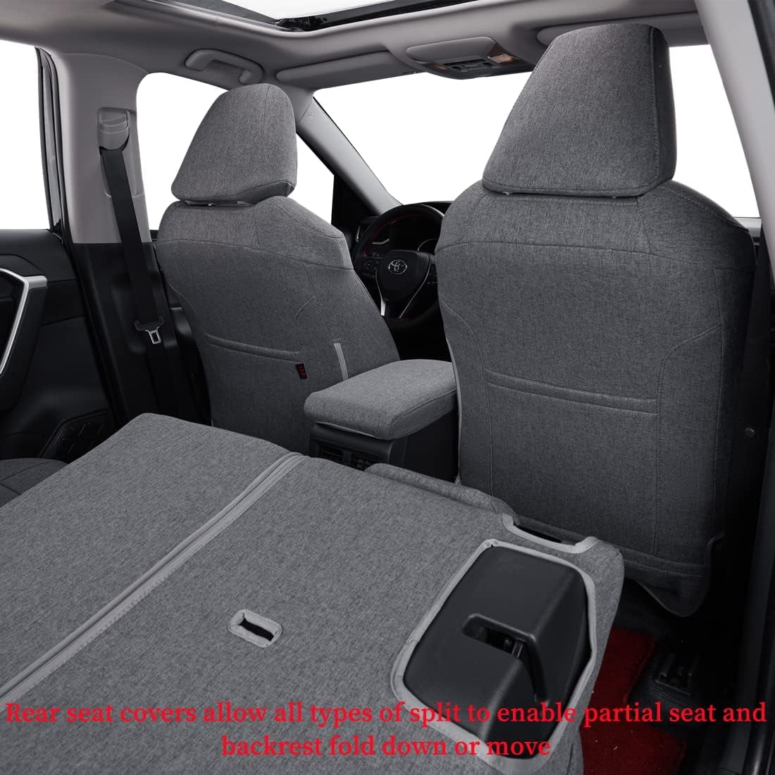 Coverdream Custom Fit Corolla Seat Covers for Toyota L,LE,LE Eco Plus,LE Plus 2014-2019 Breathable Auto Seat Covers(Gray,Full Set)
