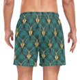 thumbnail image 2 of FORMRS Mens Swim Trunks Mesh Liner Quick Dry Casual Beach Board Shorts with Pockets, Sizes S-2XL, Green Abstract Pattern, 2 of 9