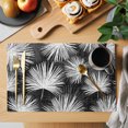 thumbnail image 2 of Black Palm Leaves Coastal Placemats Set of 12 Summer Tropical Botanical Boho Place Mats Indoor Wipeable Table Mats Washable Cloth Dining Table Placemats for Kitchen Holiday Party Decor 13x19 Inch, 2 of 9