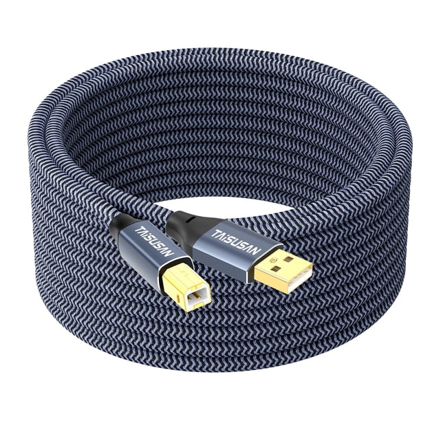 Cable de impresora USB TAISUSAN tipo A a B de 9 m de alta velocidad, gris