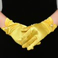 thumbnail image 3 of Yesbay 1 Pair Retro Satin Bride Gloves Faux Pearls Decor Pleated Cuffs Solid Color Vintage Wedding Gloves, 3 of 6