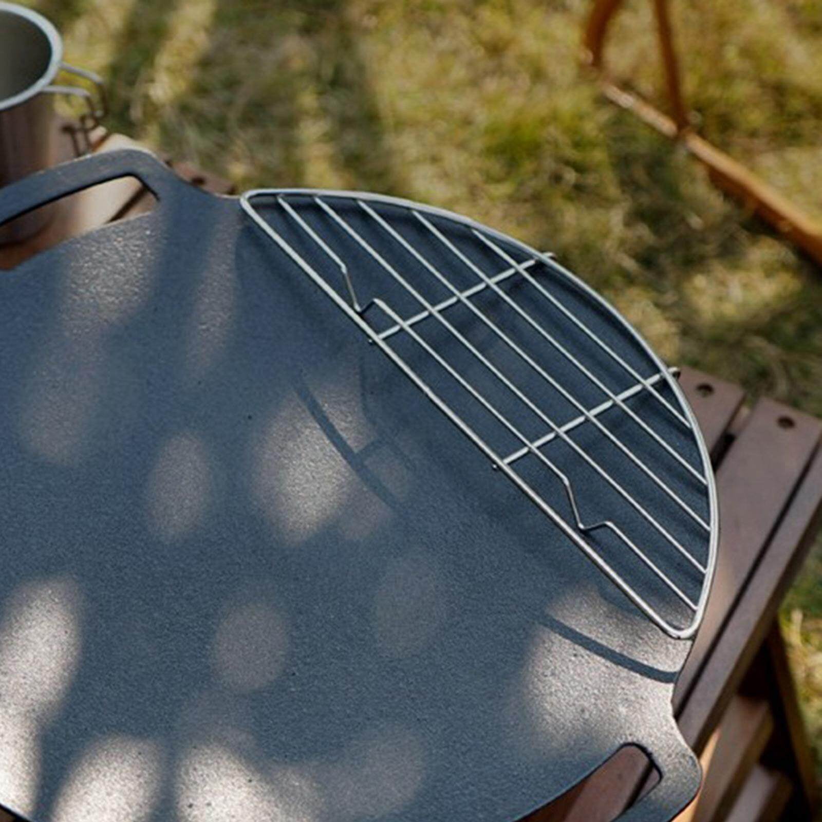 Langgg Portable Barbecue BBQ Plate Baking Oil Filter Charcoal Grill Pan for Camping 26x8.5cm