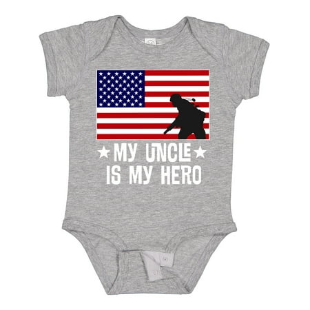 

Inktastic Military Uncle is My Hero US Flag Gift Baby Boy or Baby Girl Bodysuit