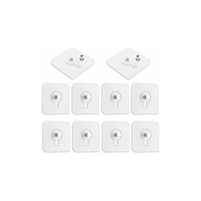 Juego de 10 colgadores de cuadros sin perforaciones, ganchos adhesivos con pestaña transparente para marcos de fotos de pared, espejos y carteles