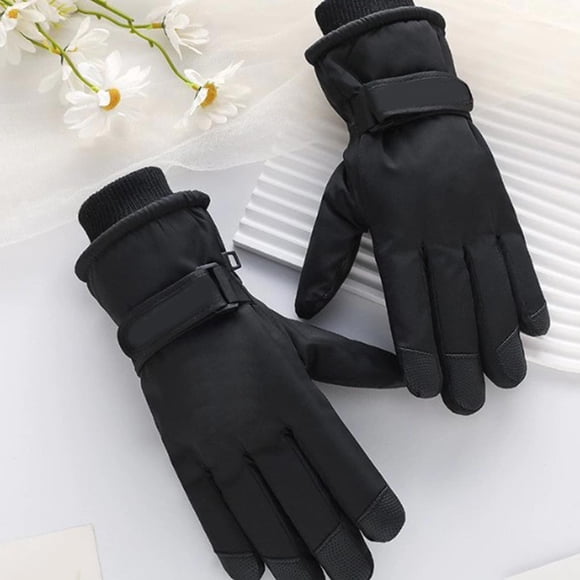 Guantes de ciclismo con pantalla táctil | Guantes de cinco dedos impermeables, resistentes al viento y cálidos con forro polar | Agarre antideslizante con correa ajustable en la muñeca | Deportes de