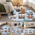 thumbnail image 5 of Summer Gnomes Nautical Round Area Rug 4Ft Washable Circle Rugs for Bedroom Dining Room, Blue Coastal Buffalo Plaid Non-Slip Carpet Floor Mats Indoor Outdoor Carpet Runner Aesthetic Home Decor, 5 of 8