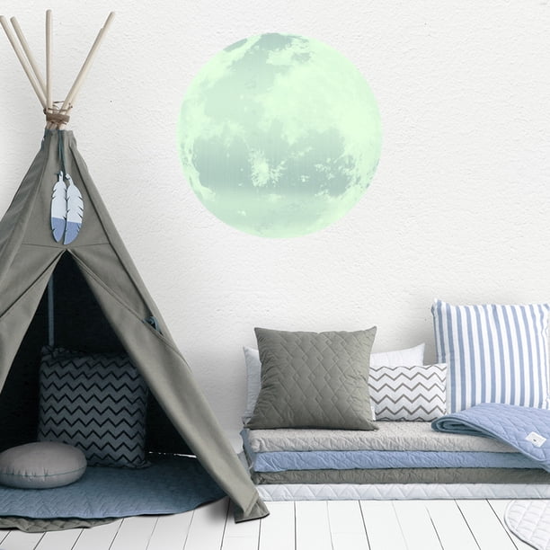 Adhesivo de Pared Jadeshay Forma de Luna Luminosa 30 cm Colorido