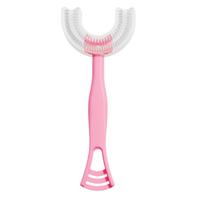 Bearachild Cepillo de para bebé ergonómico de doble cara de silicona de 360 grados, cepillo de Manual en forma de U, cuidado Suministros de limpieza para el hogar rosado L Bearachild HA009123-02