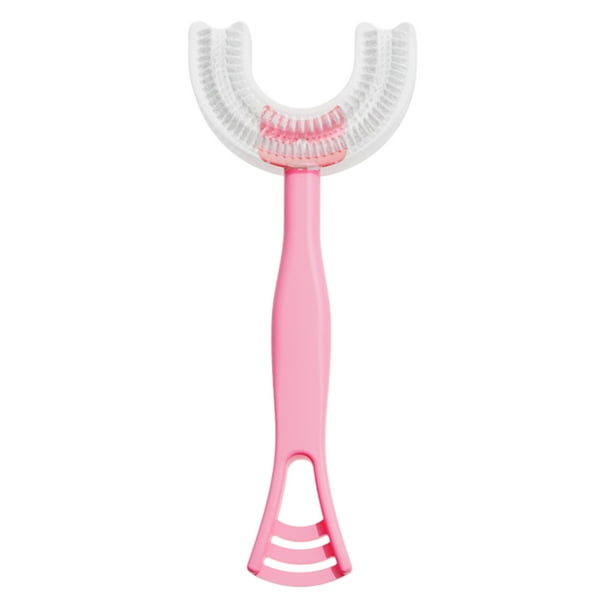 Bearachild Cepillo de para bebé ergonómico de doble cara de silicona de 360 grados, cepillo de Manual en forma de U, cuidado Suministros de limpieza para el hogar rosado L Bearachild HA009123-02