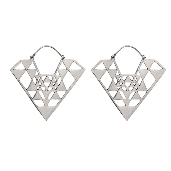 81stgeneration Women's Silver Tone Brass Geometric Egyptian Style Triangle Pyramid Dangle Earrings