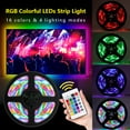 thumbnail image 2 of Bandes Lumineuses LED RVB Colorées à Intensité Réglable USB avec Télécommande IR, 16 Couleurs et 4 Modes d'Éclairage, Corde Lumineuse 4 m 240 LED pour Téléviseur, Ordinateur, Bureau, Arrière-Plan, Éclairage Décoratif pour la Maison et la Cuisine, 2 of 8