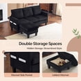 thumbnail image 5 of Ktaxon Convertible Sectional Sofa, L Shaped Couch with Storage Ottoman, Corduroy 3-Seater Couch for Small Space Living Room Black, 5 of 8