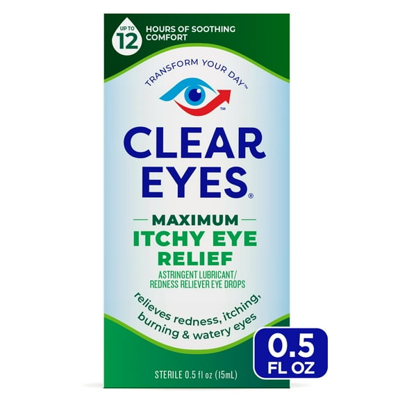 Clear Eyes Maximum Itchy Eye Relief Lubricant Eye Drops, 0.5 fl oz
