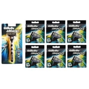 Gillette Mach3 Razor Blade Handle + Gillette Mach3 Refill Cartridges, 8 Count (Pack of 6) + Curad Bandages 8 Ct.