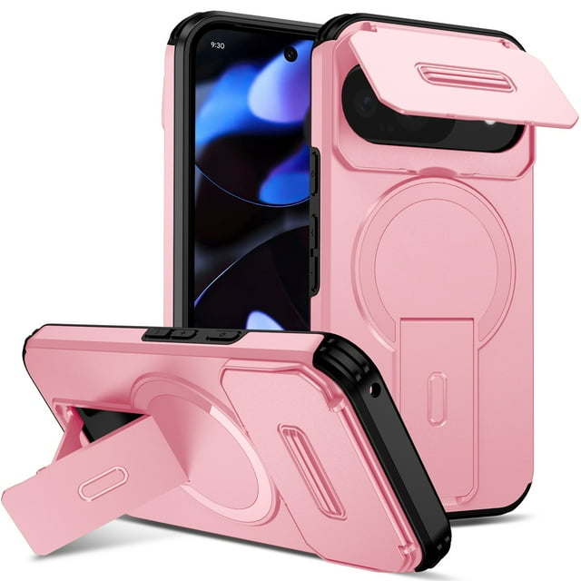 GANGXUN Magnetic Case for Google Pixel 9 – Shockproof Protective Cover with Hidden Kickstand & Double Layer Protection