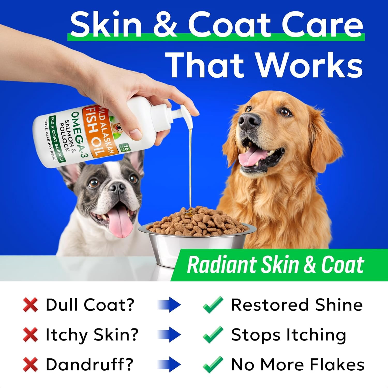 Bark&Spark Omega-3 Fish Oil Liquid for Dogs - Wild Alaskan Salmon Oil - EPA & DHA, Skin & Coat, Itch & Allergy Relief, Joint Health
