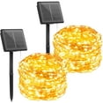 thumbnail image 1 of Guirnalda de luces solares para exteriores, juego de 2, 100 luces LED solares con 8 modos de decoración, cable de cobre resistente al agua para patio, árboles, fiestas de bodas y Navidad (blanco), 1 of 5
