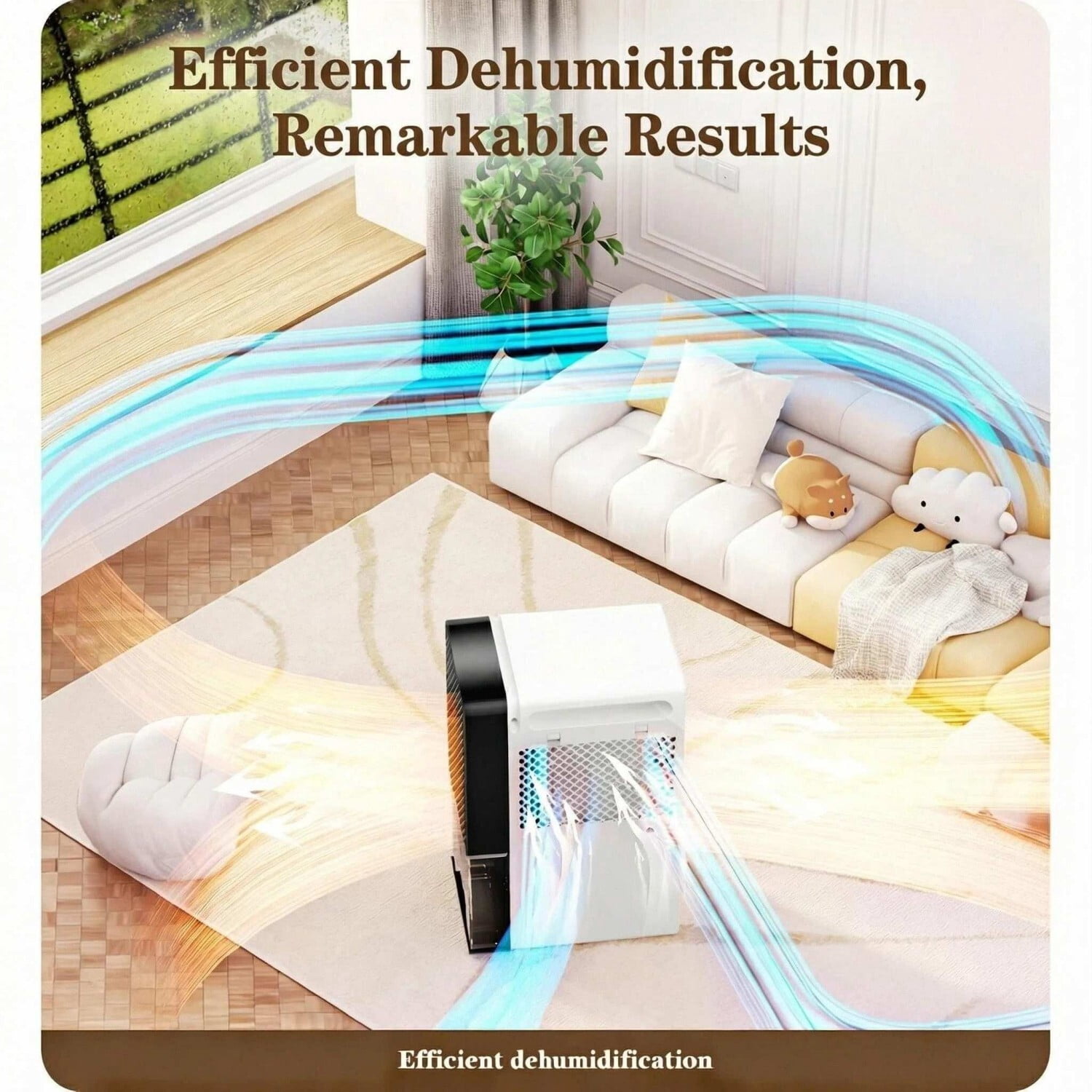 Ouxumoll Dehumidifier, Dehumidifiers for Home, Dehumidifier for Home 1000 Sq.Ft, Quiet with Auto Shut Off, Timer, 7 Ambient Lights, Black&White