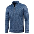 thumbnail image 2 of Men's Thermal Shirts Solid Color Zip Neck Turtleneck Base Layer Warm Winter Casual Layering Tops for Men Blue L, 2 of 5