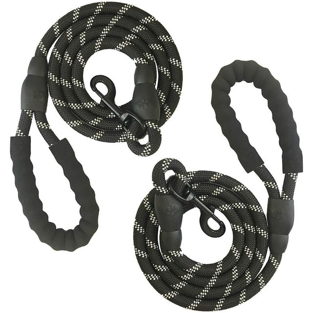 Strong Nylon Dog Leash Rope with Comfortable Padded Handle Training Lead for Medium and Large Breeds Dogs - Heavy Duty 5ft Long (Black)
