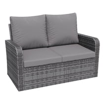 Homrest Outdoor Patio Couch Sofa, All-Weather PE Wicker Loveseat Couch, Outdoor Seating Patio Furniture Sofa with Cushions, Modern Garden Furniture for Deck, Balcony, Porch(Grey)