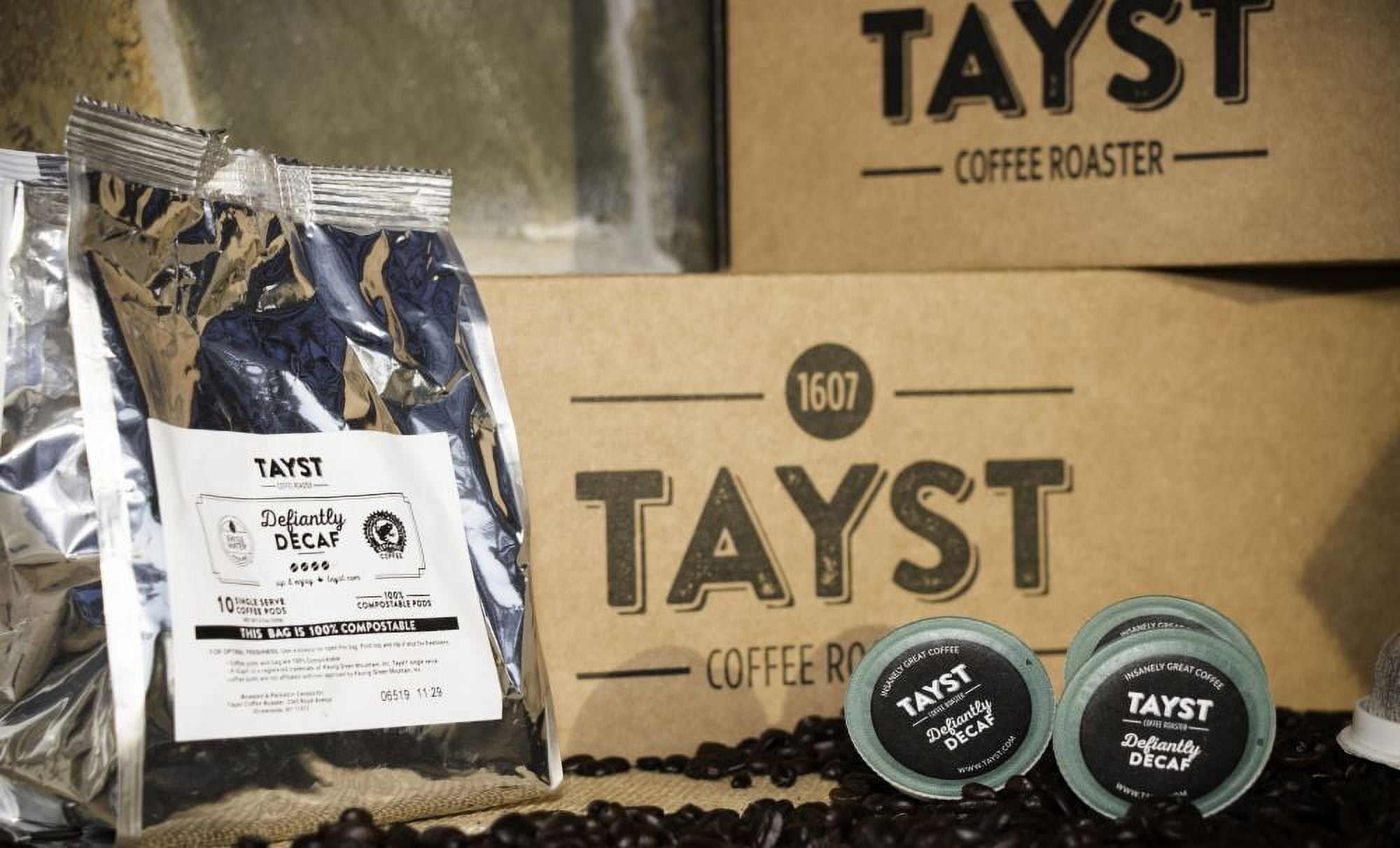 Tayst Dark Roast Coffee Pods | 30 ct. Bold & Brazen | 100% Compostable Keurig K-Cup compatible | Gourmet Coffee in Earth Friendly packaging