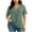 Mint Green, variant on Womens Blouse Plus Size V-Neck Short Sleeve Solid Color Button-up Women Fashion Clothing Beach Vacation Clothes Travel Business Casual Outfits