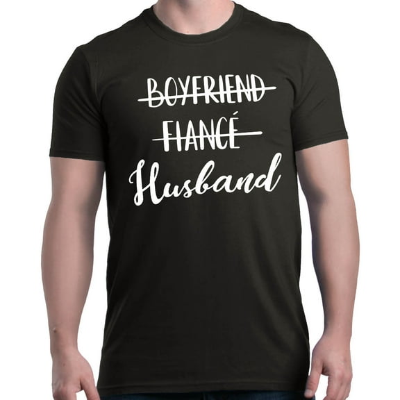 Shop4Ever Men's Boyfriend Fiance Husband Wedding Graphic T-shirt Small Black