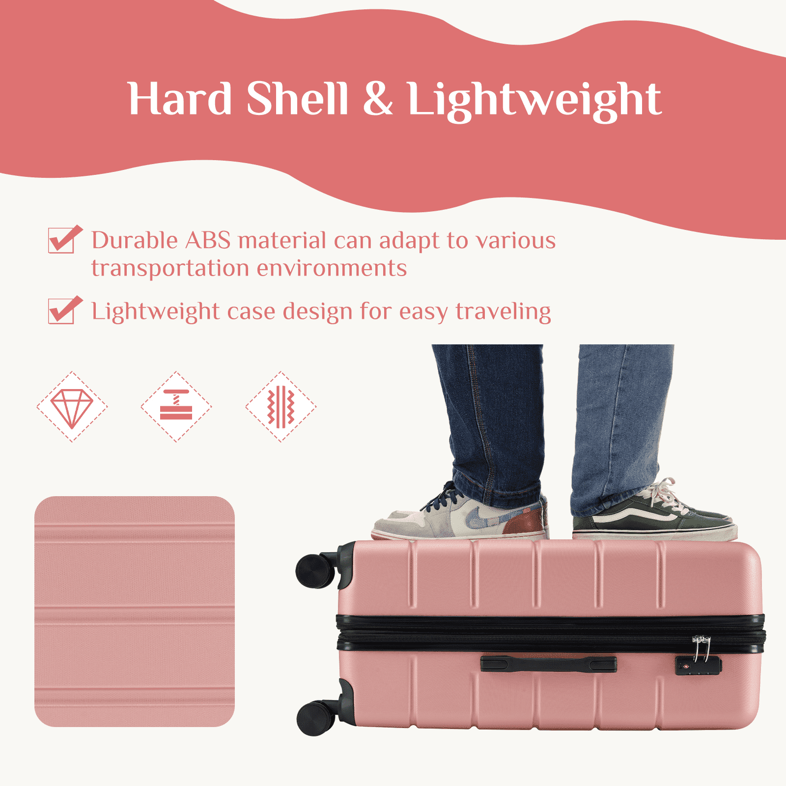 MAYEERTY 28in Hardside Luggage With Spinner Wheels Expandable And Tsa Lock Hard Shell Lightweight Roller Suitcase,Pink