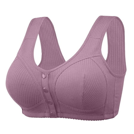 IDALL Plus Size Lingerie Push Up Bras for Women Front Closure Bras for Women Lace Front Button Shaping Cup Adjustable Shoulder Strap Bra Maternity Bra Bralettes for Women Purple 4XL