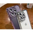 thumbnail image 3 of Compatible with iPhone 14 Pro Max Case with Luxury Bling Diamond Camera Lens Protector,Cute Luxury Glitter Plating Rhinestones Soft Bumper Design Clear Phone Case for Women Girls (Blue), 3 of 6
