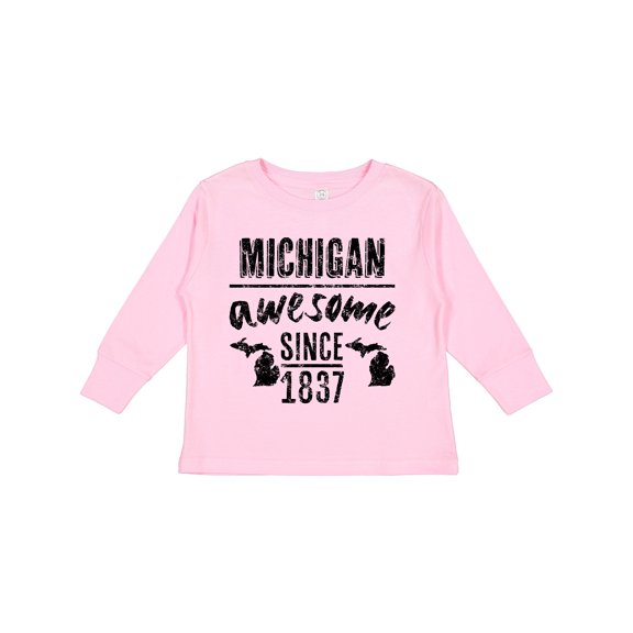 Inktastic Michigan Awesome Since 1837 Boys or Girls Long Sleeve Toddler T-Shirt