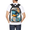 thumbnail image 4 of Balery Cute Sunflower Blue Duck Mochila para hombre y mujer - Tela Oxford 600D resistente - Gran capacidad, resistente al agua, ideal para la escuela, viajes y senderismo, 4 of 6