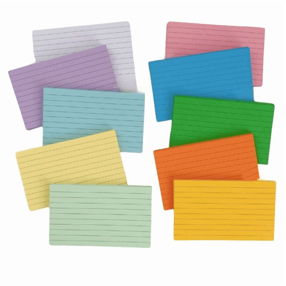 Colored Index Cards 3x5, 500 Pack, Ruled Index Cards, Flash Cards for Studying, Heavy Note Cards for Office, Home and School,Five Colors, Each Color Individually Wrapped, 50 Pack Per Package