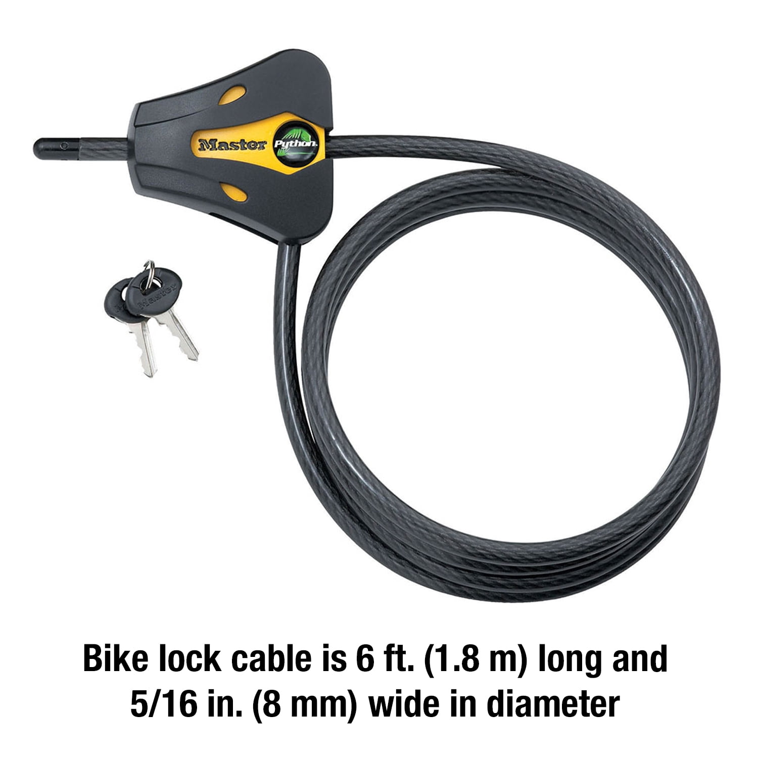 Master Lock Braided Cable Lock Steel Bicycle Locks, Black