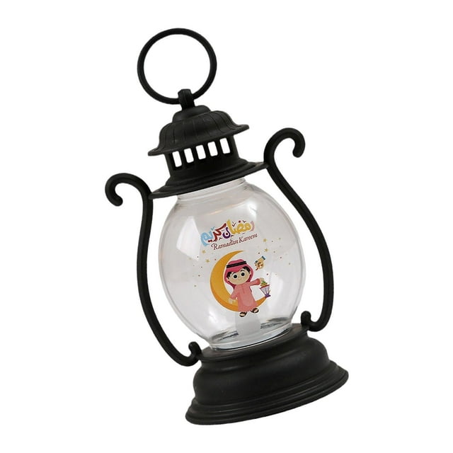 Lámpara de mesa decorativa colgante con luz de farol de Ramadán y farol de Eid Mubarak Negro