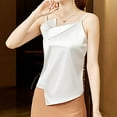 thumbnail image 2 of ManxiVoo Elegant Satin Feel Sleeveless Camisole Top for Women with a Fashionable High Slip Neckline Perfect for Layering Underneath or Wearing Alone in Warm Weather L Size White, 2 of 9
